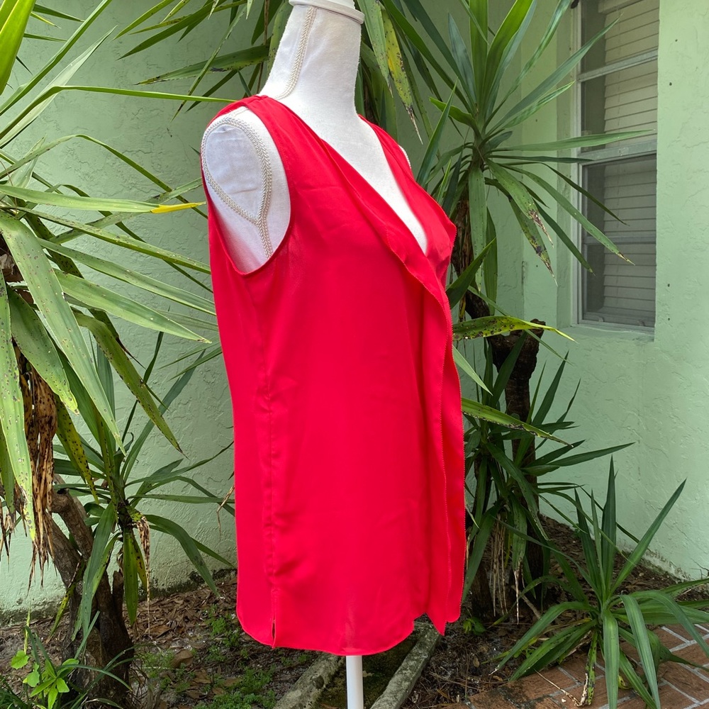 Bright Red Ruffle Blouse Top - Picture 6 of 8